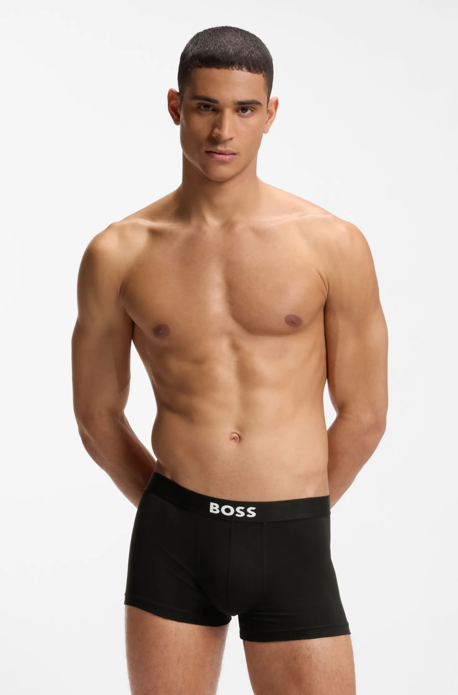 Three-pack of stretch-cotton trunks with logo waistbands