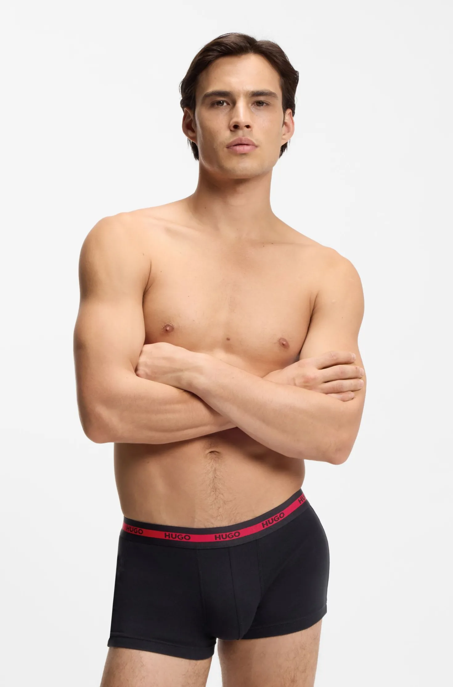 Three-pack of stretch-cotton trunks with logo waistbands