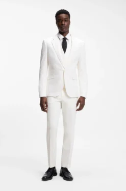 Three-piece extra-slim-fit suit in stretch-cotton seersucker