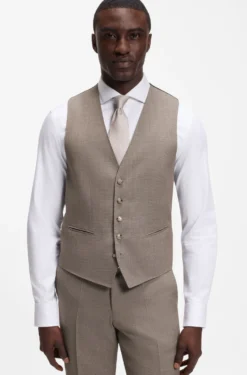 Three-piece regular-fit suit in virgin-wool serge