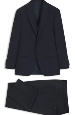 Three-piece slim-fit suit in virgin wool and silk