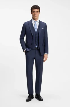 Three-piece slim-fit suit in virgin wool
