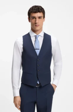 Three-piece slim-fit suit in virgin wool