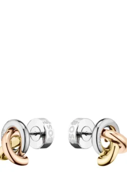 Three-tone earrings with knot design