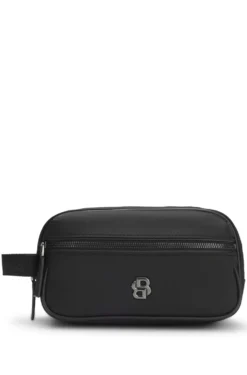 Toiletry case in structured twill with logo