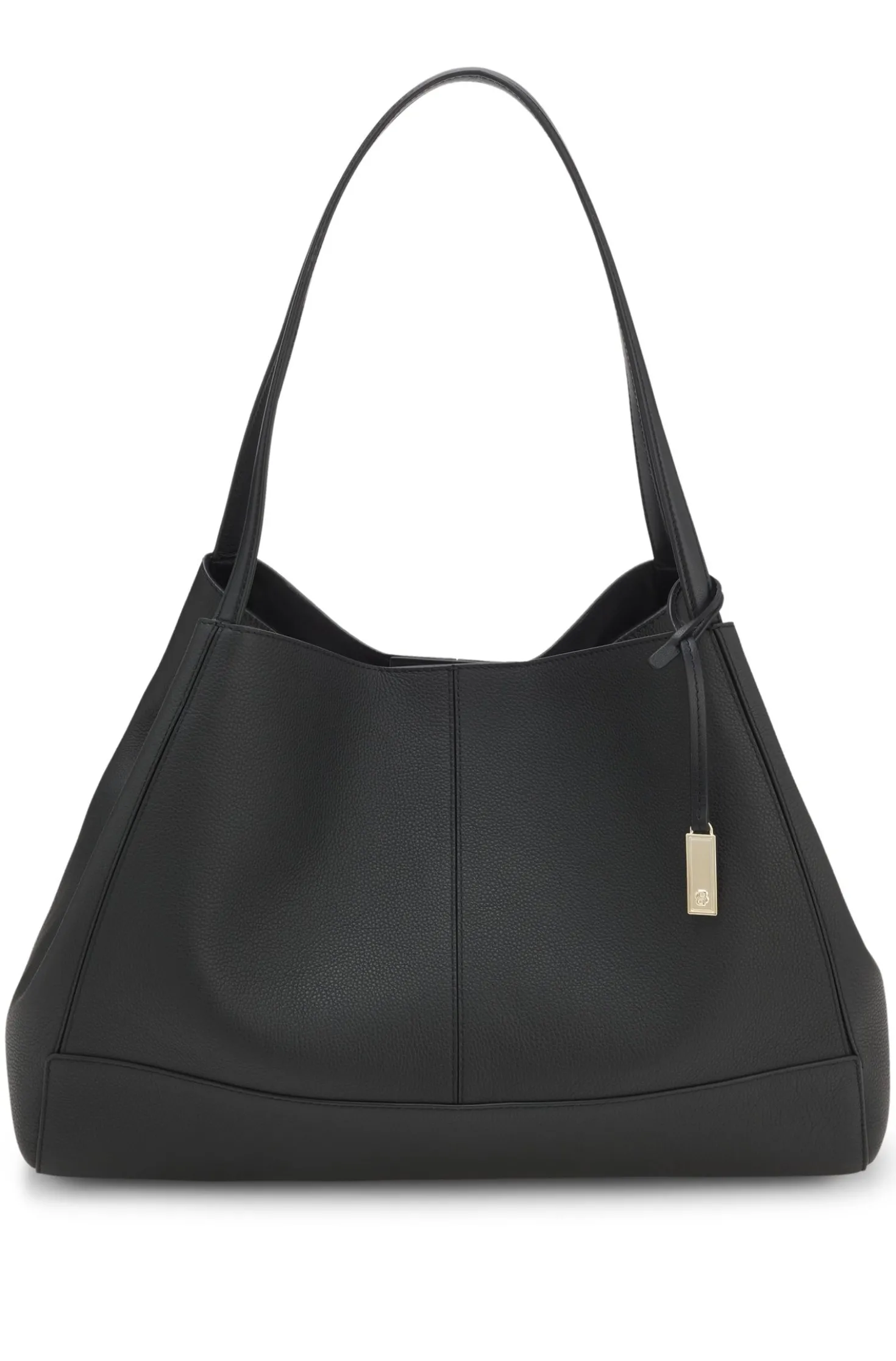 Tote bag in grained leather with detachable pouch