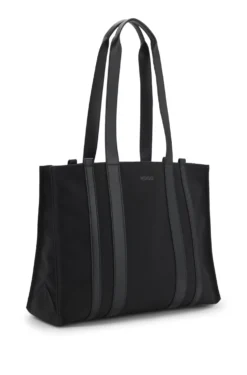 Tote bag with gold hardware and printed logo