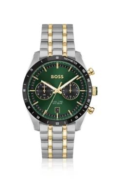 TOURMASTER Green-dial watch with two-tone bracelet