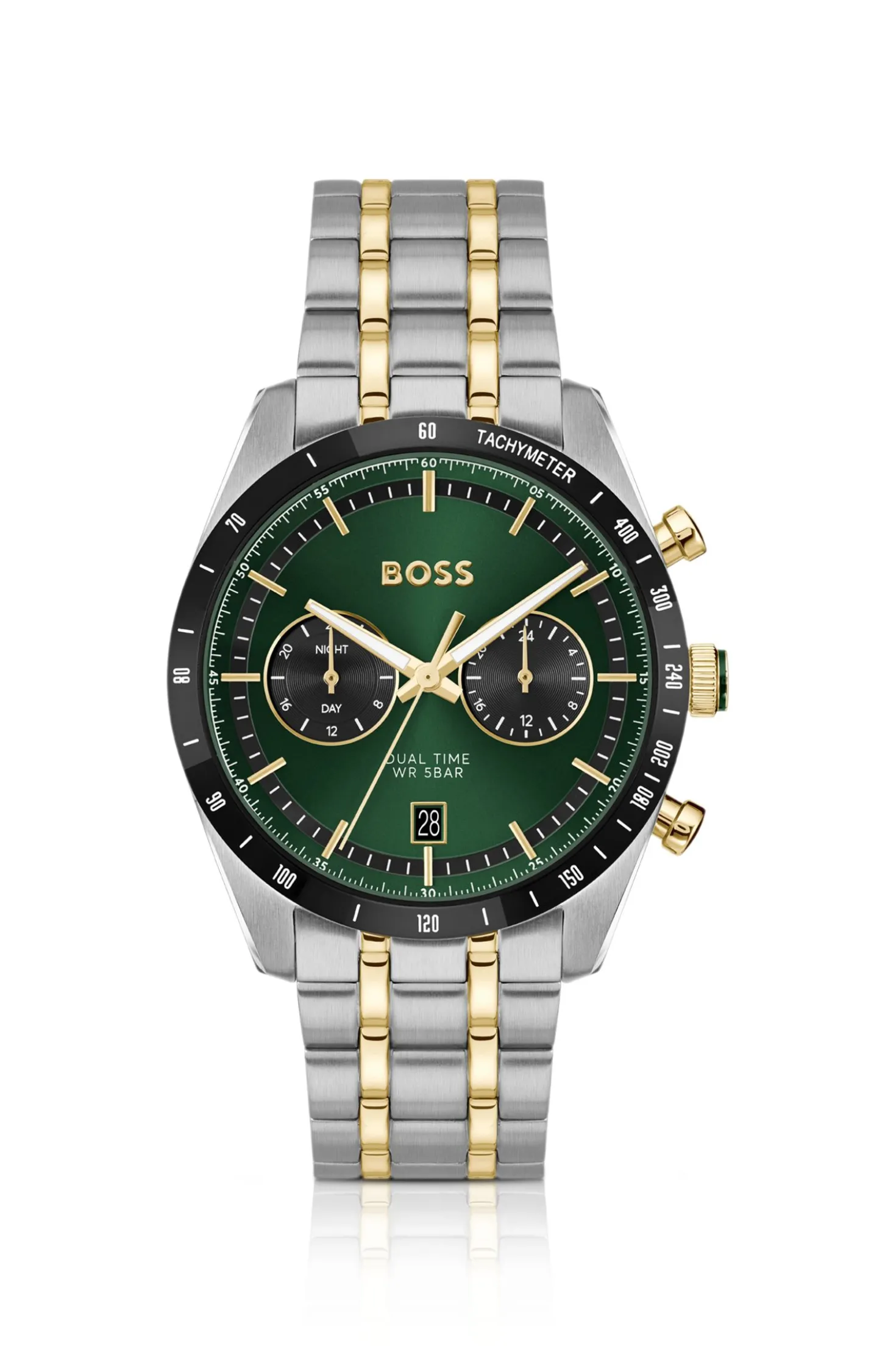 TOURMASTER Green-dial watch with two-tone bracelet