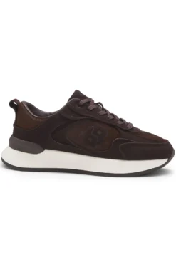 Trainers in suede and calf-hair leather