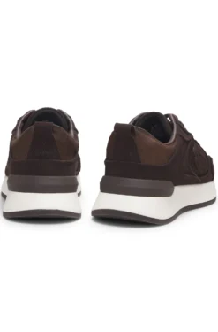 Trainers in suede and calf-hair leather