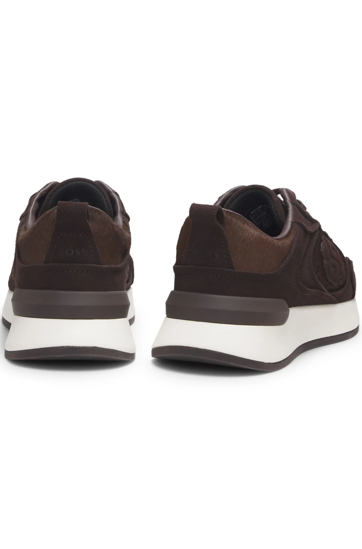 Trainers in suede and calf-hair leather