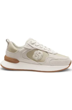 Trainers in suede and lizard-print faux leather