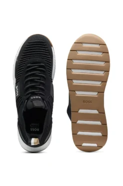 Trainers with knitted uppers and suede trims