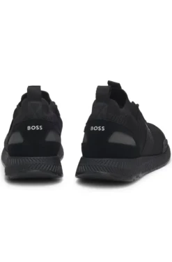 Trainers with knitted uppers and suede trims