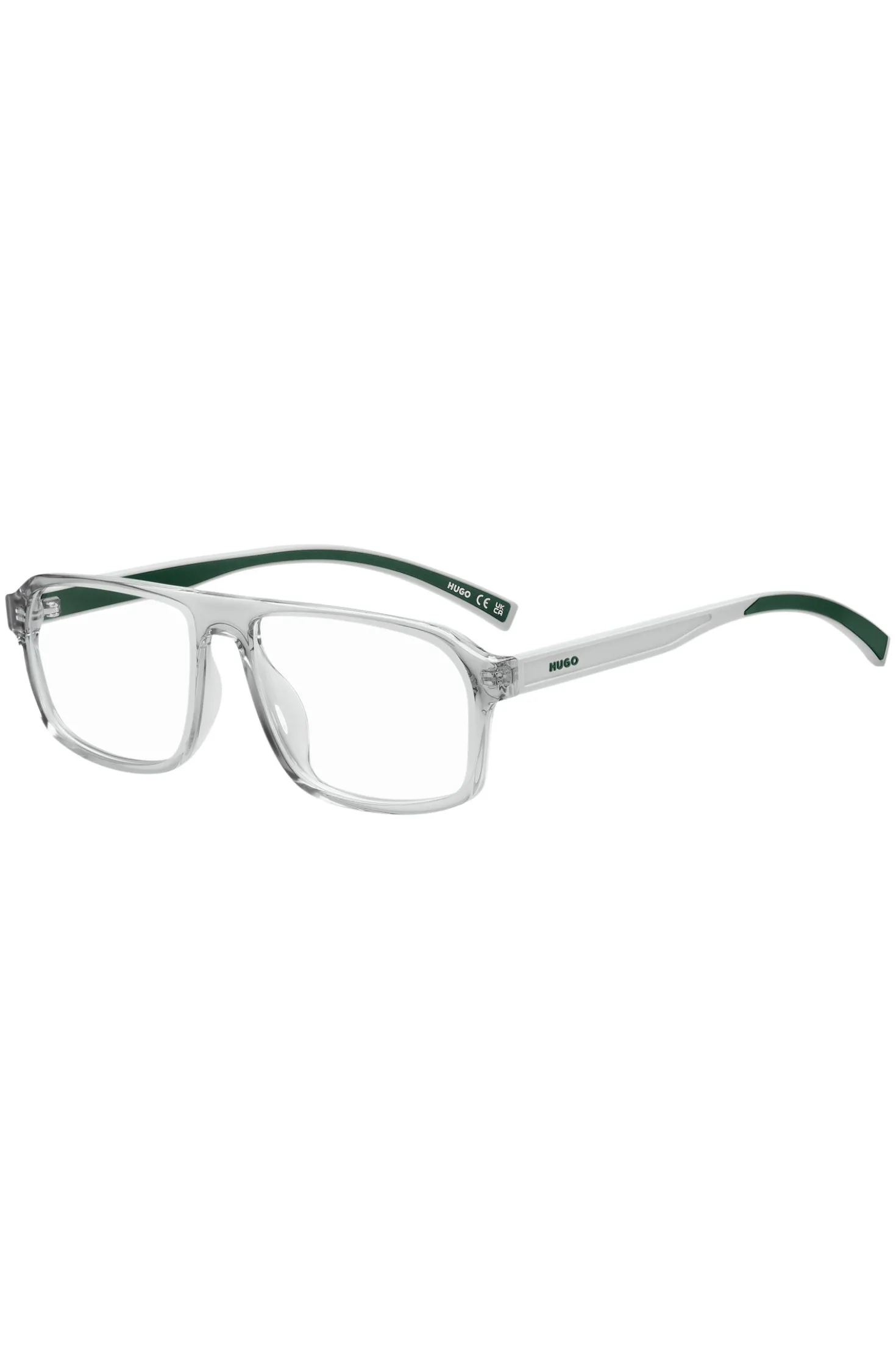 Transparent-acetate optical frames with green trims