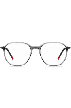 Transparent-acetate optical frames with branded temples