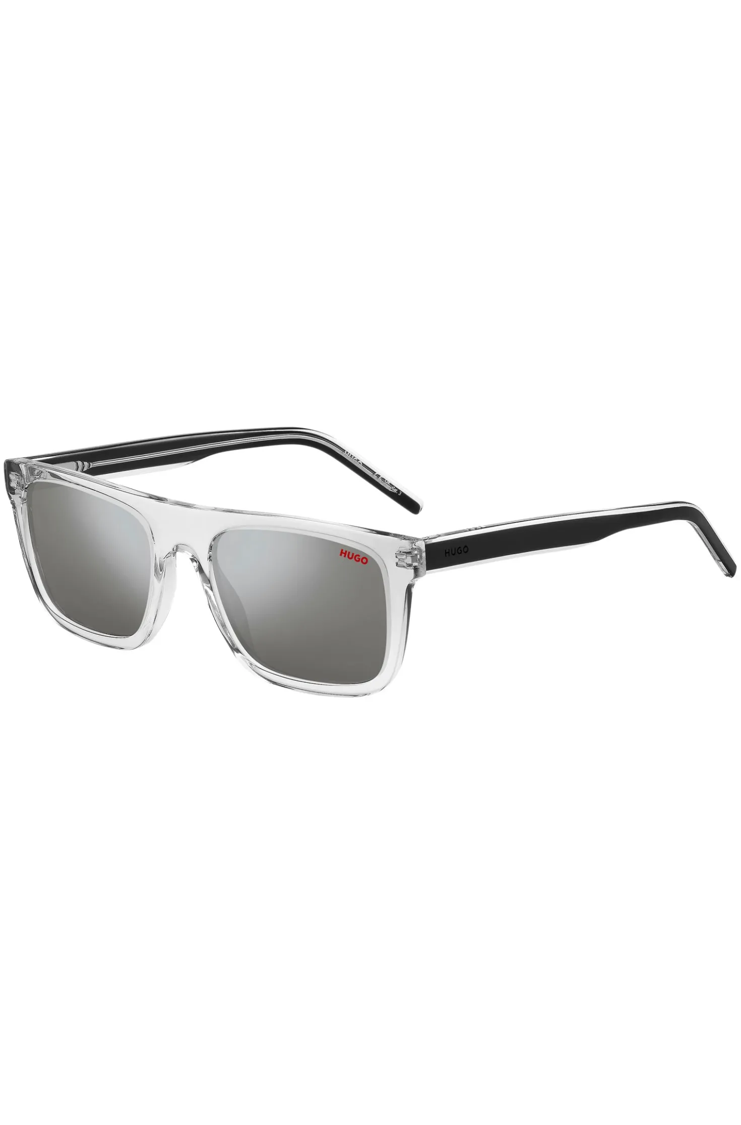 Transparent-acetate sunglasses with black layered temples