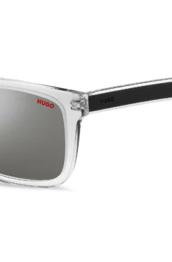 Transparent-acetate sunglasses with black layered temples