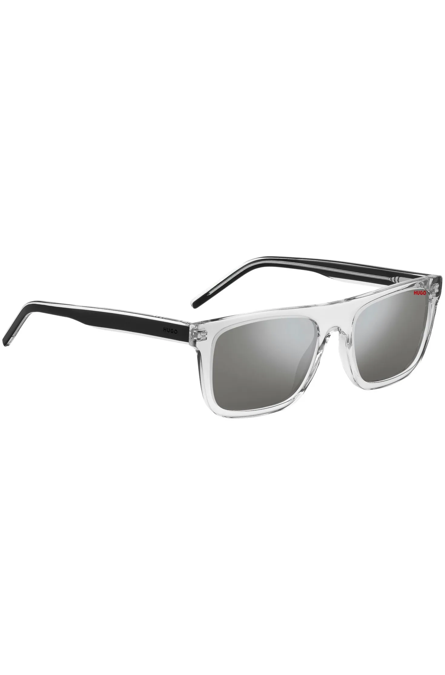 Transparent-acetate sunglasses with black layered temples
