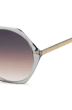 Transparent-acetate sunglasses with hexagonal frames