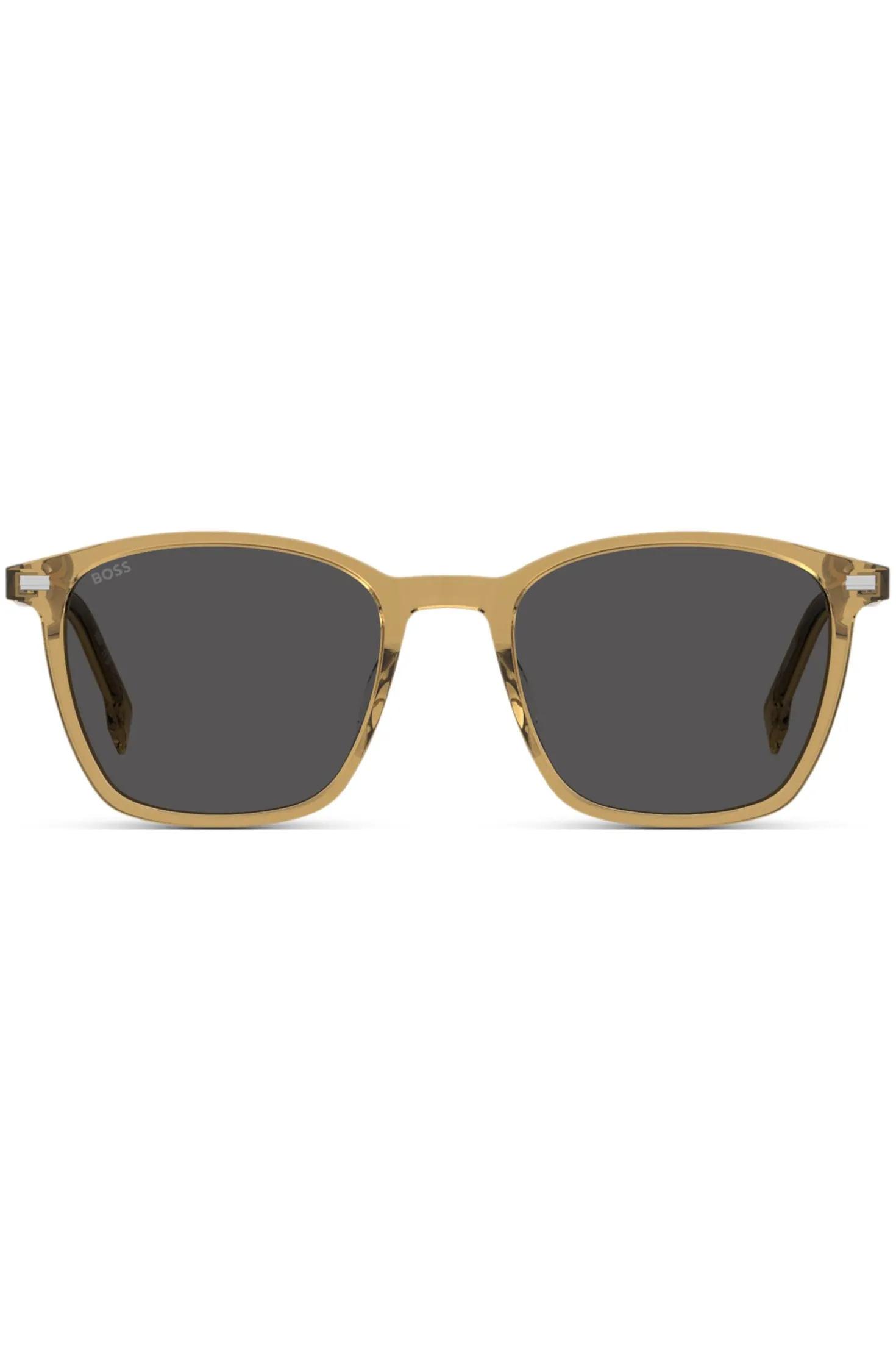 Transparent-beige sunglasses with grey lenses