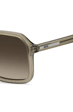 Transparent-brown sunglasses with logo trim