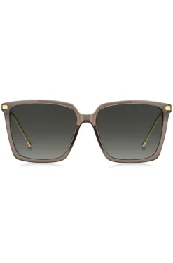 Transparent-brown sunglasses with gold-tone trims