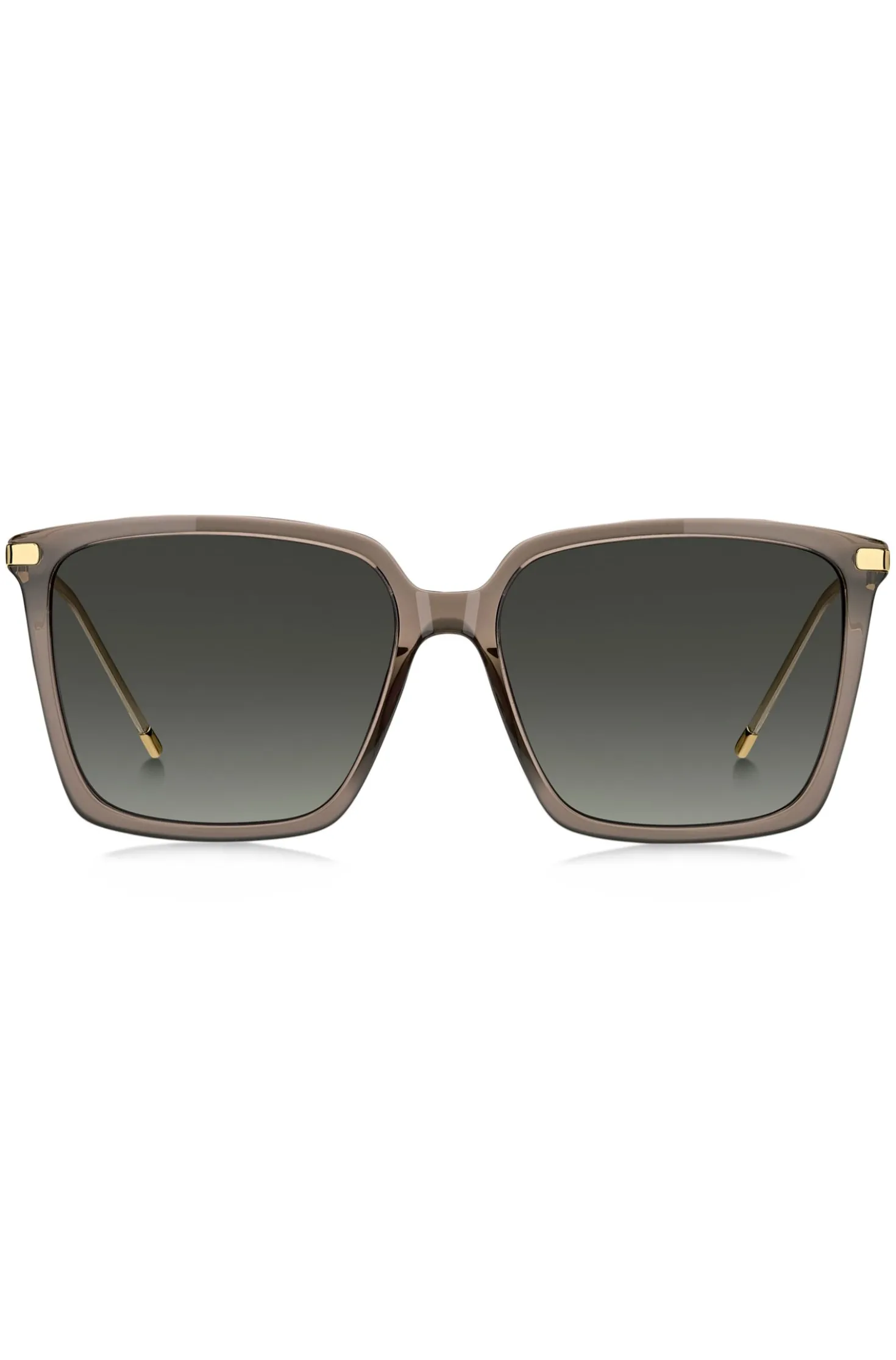 Transparent-brown sunglasses with gold-tone trims