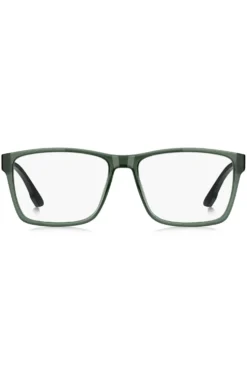 Transparent-green optical frames with logo plaque