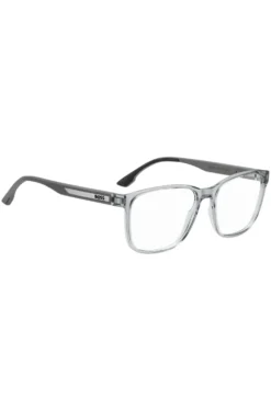 Transparent-grey optical frames with logo plaque