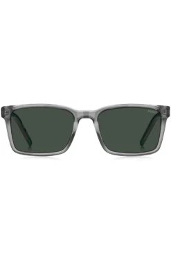 Transparent-grey sunglasses with patterned temples