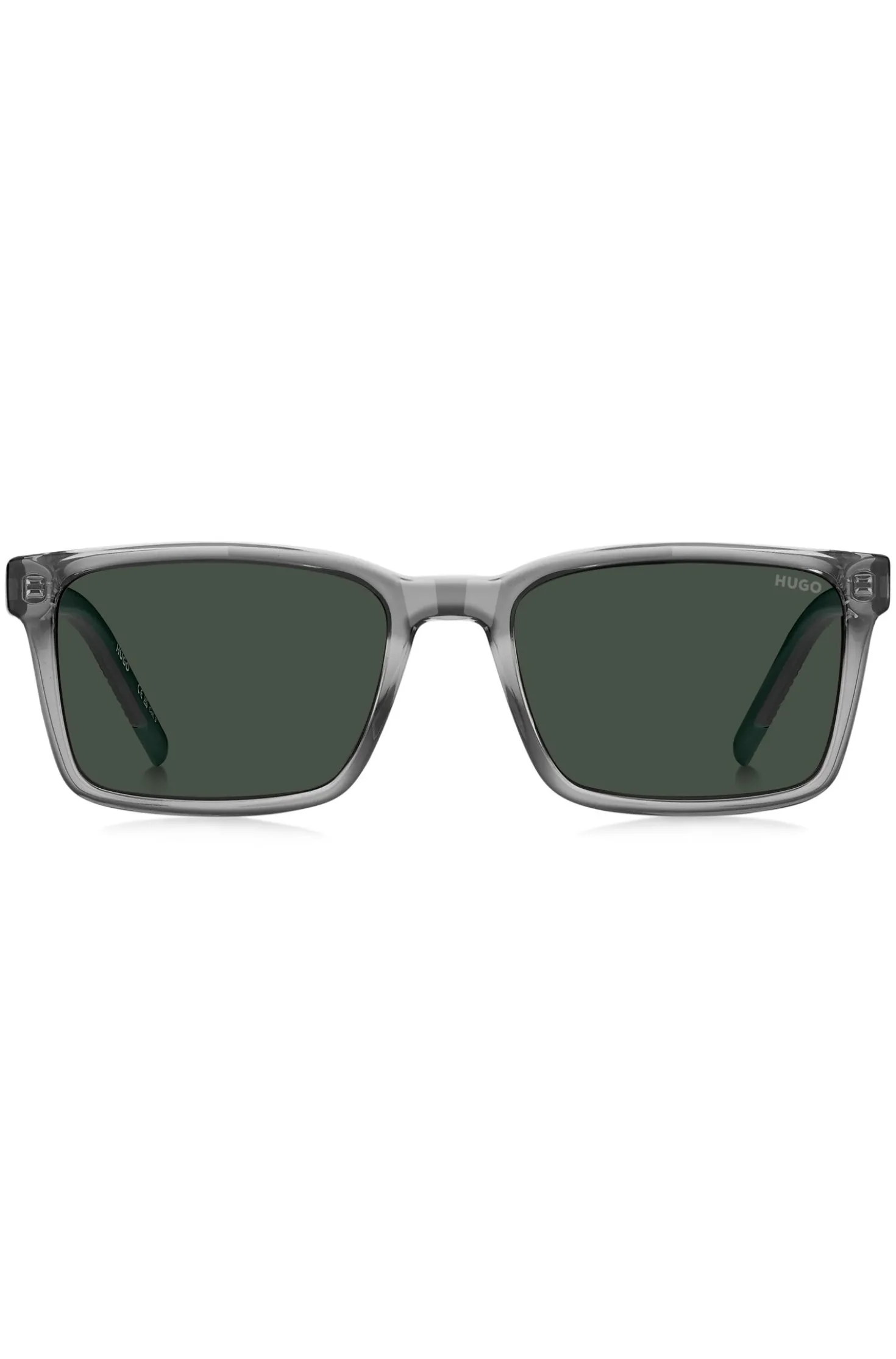 Transparent-grey sunglasses with patterned temples