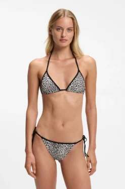 Triangle bikini top with stacked logos