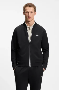 Triangle-jacquard zip-up sweatshirt with rubberised logo