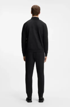 Triangle-jacquard zip-up sweatshirt with rubberised logo