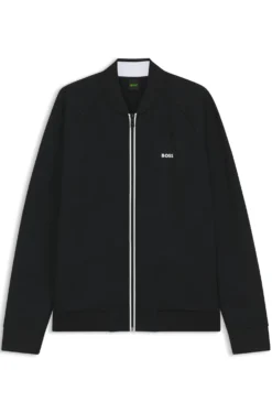 Triangle-jacquard zip-up sweatshirt with rubberised logo