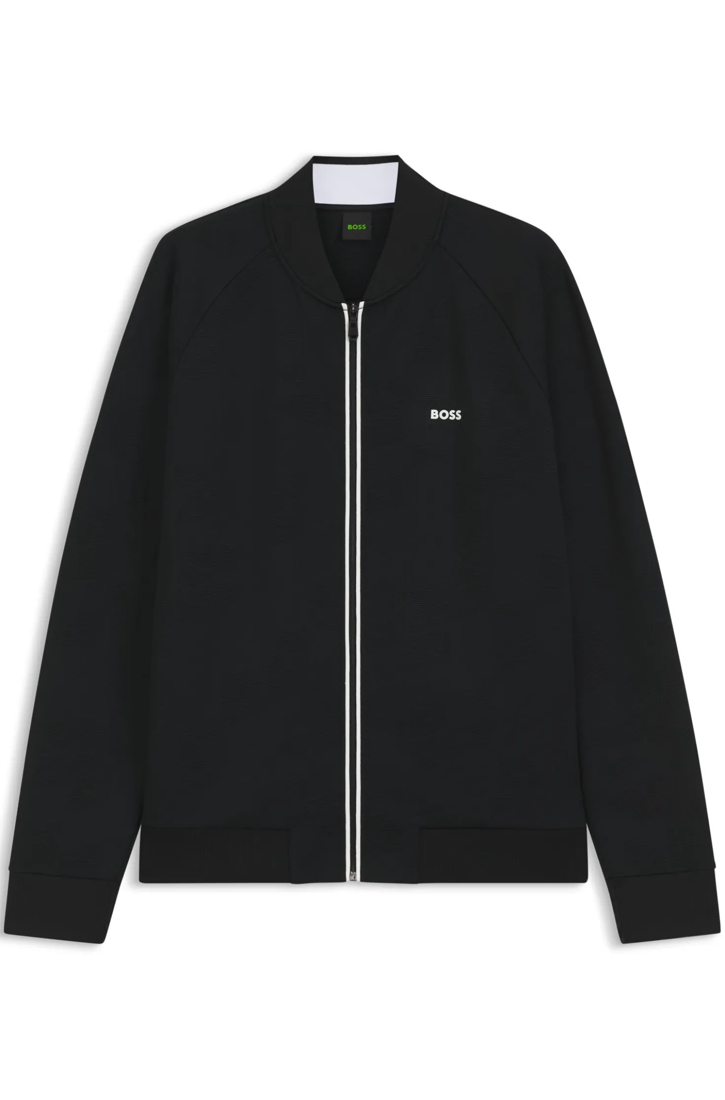 Triangle-jacquard zip-up sweatshirt with rubberised logo