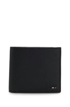 Tricolour-detail wallet in grainy leather