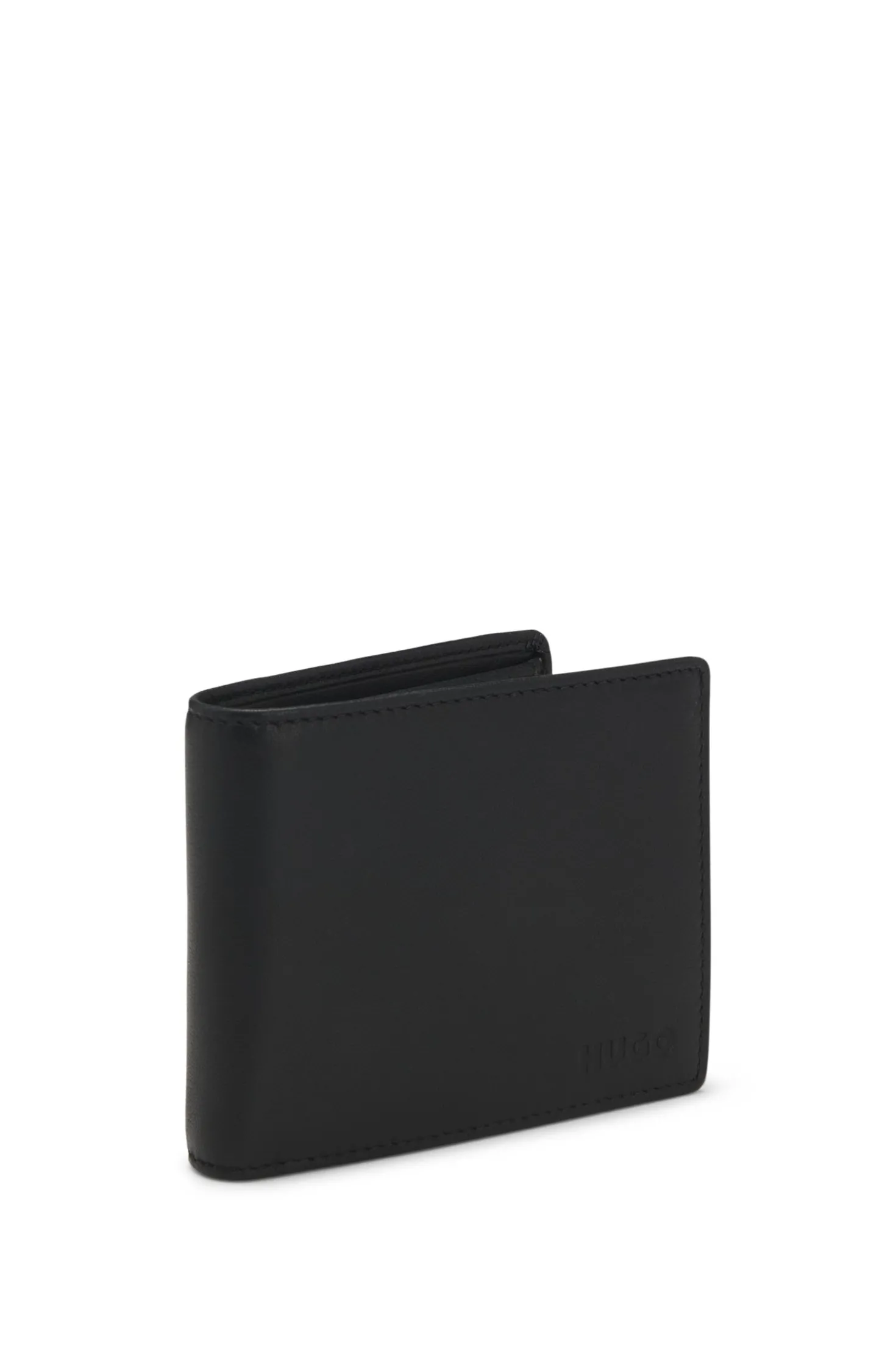 Trifold wallet in leather with embossed logo