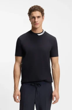 T-shirt in stretch cotton with a logo collar