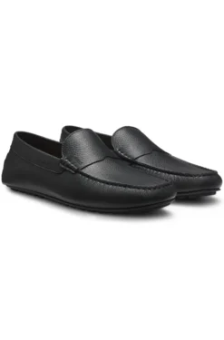 Tumbled-leather loafers with driver sole