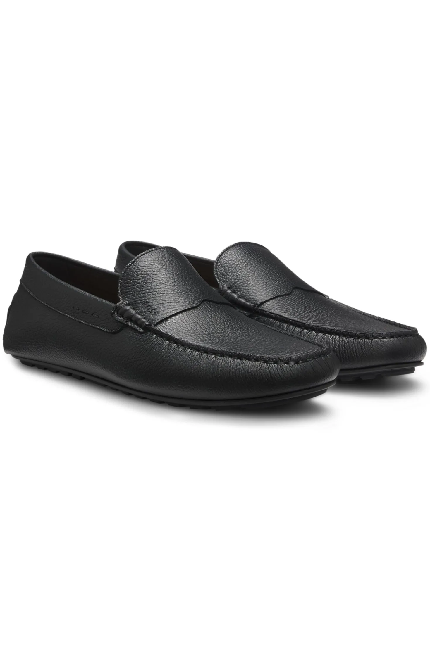 Tumbled-leather loafers with driver sole