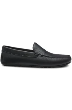 Tumbled-leather loafers with driver sole