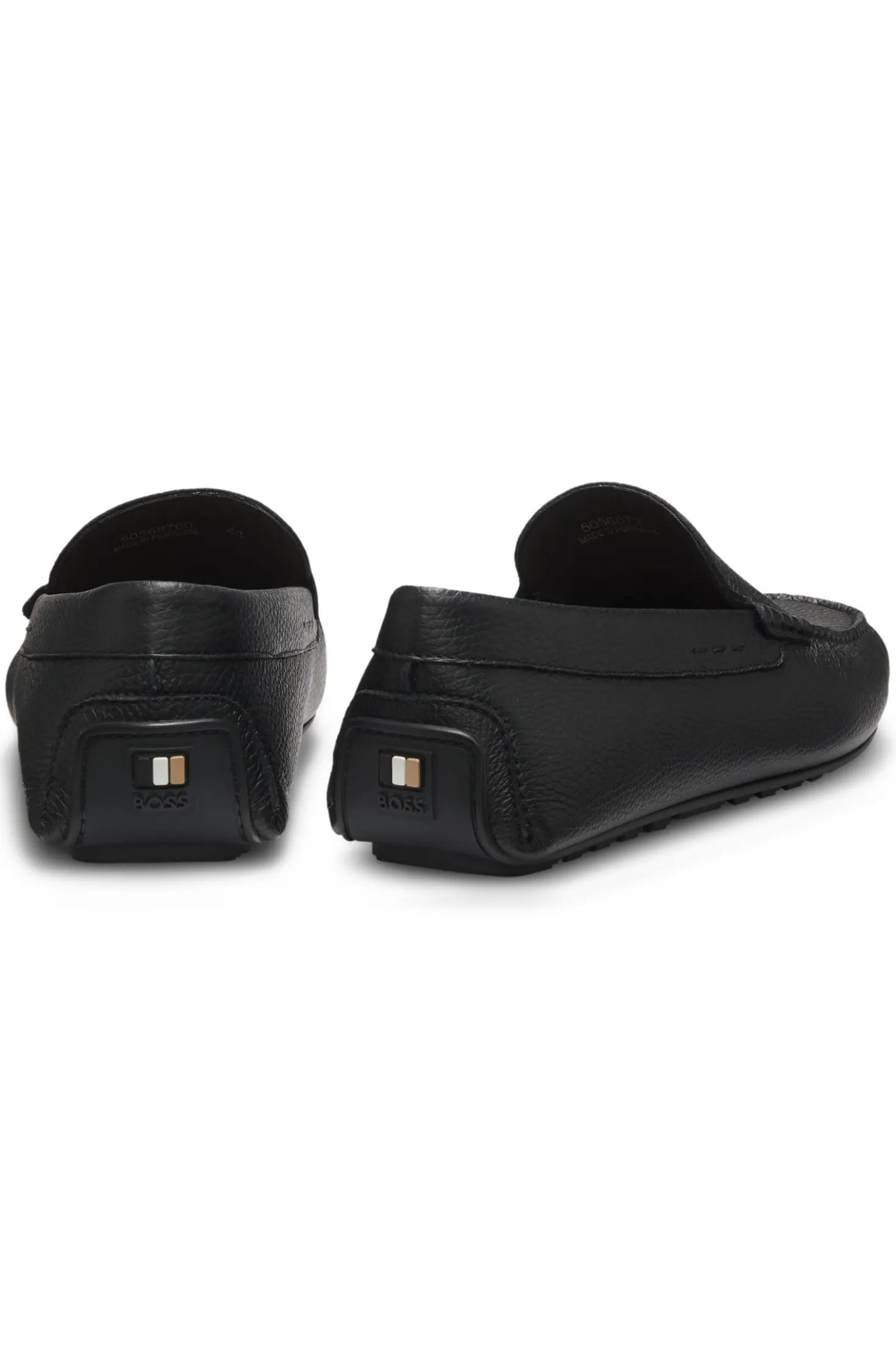 Tumbled-leather loafers with driver sole