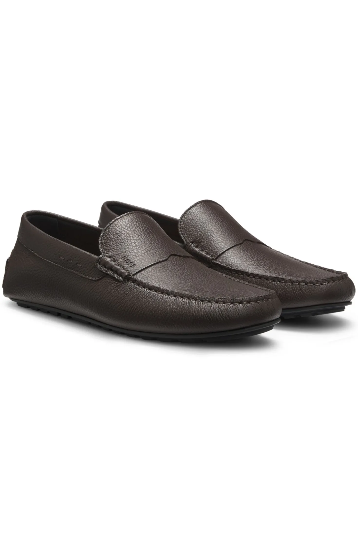 Tumbled-leather loafers with driver sole