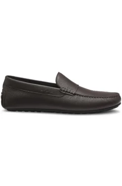 Tumbled-leather loafers with driver sole