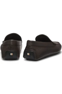 Tumbled-leather loafers with driver sole