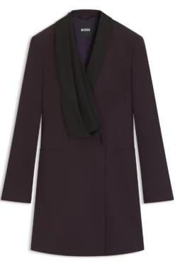 Tuxedo-style dress in virgin wool