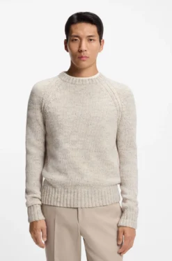 Tweed-effect sweater in cashmere and virgin wool